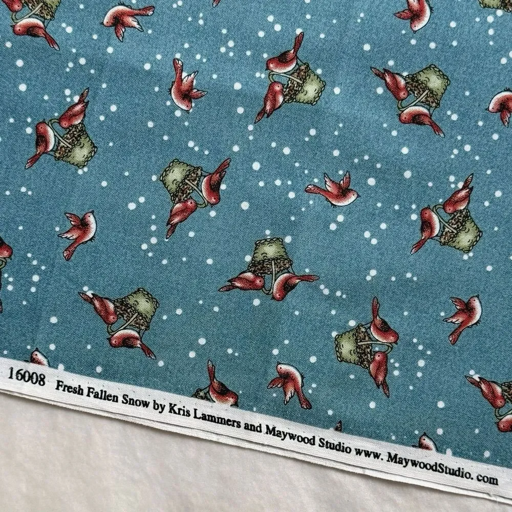 Fresh Fallen Snow by Kris Lammers 16008 Maywood Cotton Fabric Cardinals 34 x 44